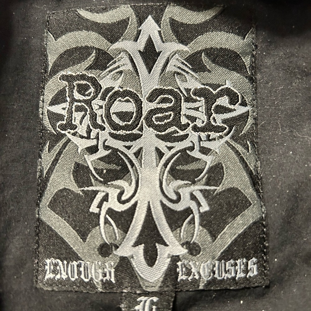 Roar Black  Tribal Design  Button Up Shirt Long Sleeve